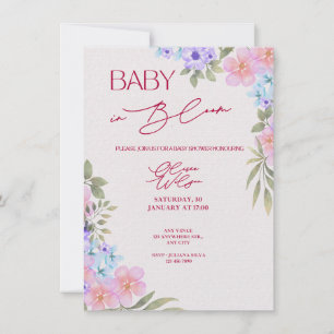 Baby in Bloom Floral Watercolor Baby Shower Invita Invitation