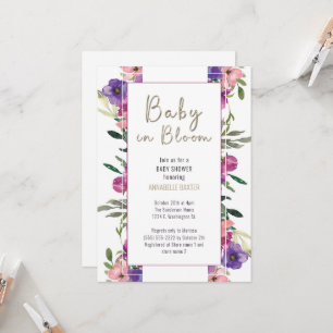 Baby in Bloom Floral Watercolor Baby Shower  Invitation
