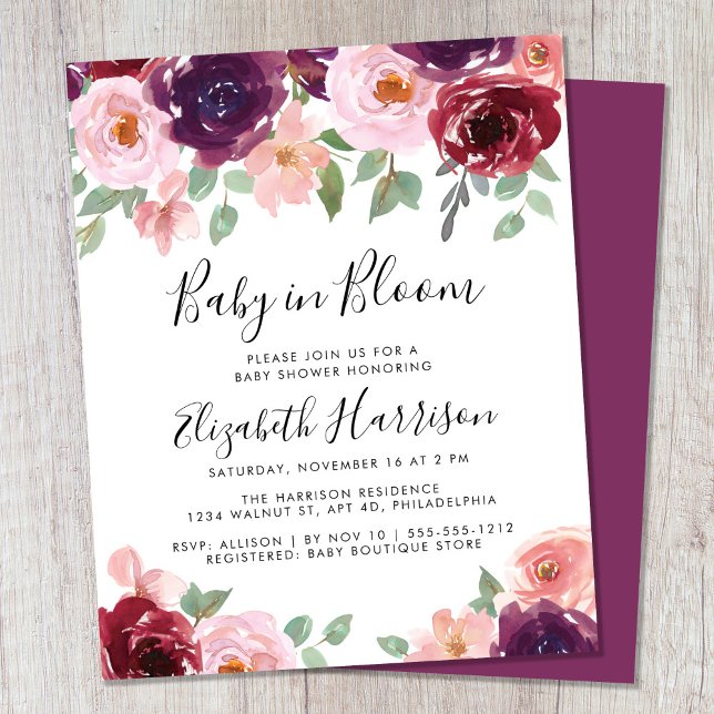 Baby in Bloom Floral Watercolor Shower Invitation (Creator Uploaded)