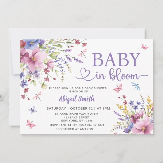 BABY IN BLOOM FLORAL WILDFLOWERS BABY SHOWER INVITATION (Front)