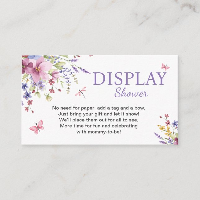 BABY IN BLOOM FLORAL WILDFLOWERS DISPLAY SHOWER ENCLOSURE CARD (Front)