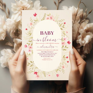 Baby in bloom floral wildflowers gender neutral invitation