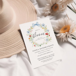 Baby in Bloom Floral Wreath Baby Shower Invitation