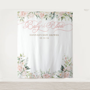 Baby in Bloom Florals Baby Shower Backdrop Tapestry