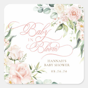 Baby in Bloom Florals Baby Shower Square Sticker