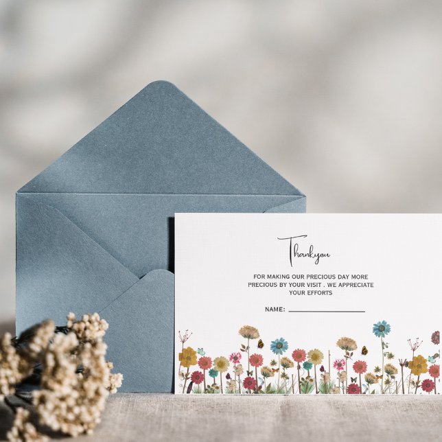 Baby in bloom flowers  baby shower  thank you card (Creator Uploaded)