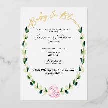 Baby In Bloom - Foil Shower Announcement Invite