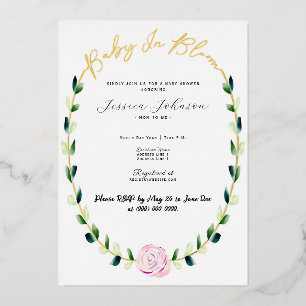 Baby In Bloom - Foil Shower Announcement Invite
