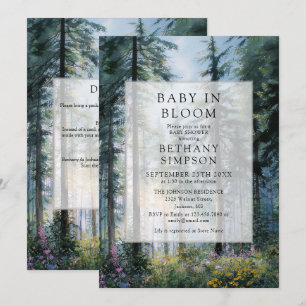 Baby in Bloom Forest QR Code Baby Shower Invitation