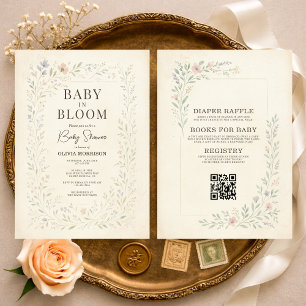 Baby in Bloom Garden All in One Baby Shower Invitation
