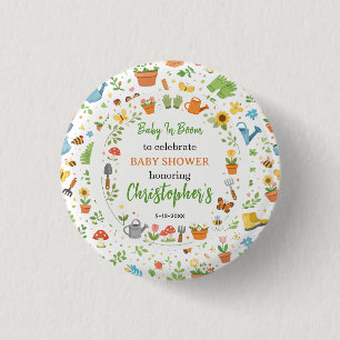 Baby in Bloom Garden Baby Shower Cute Floral 3 Cm Round Badge