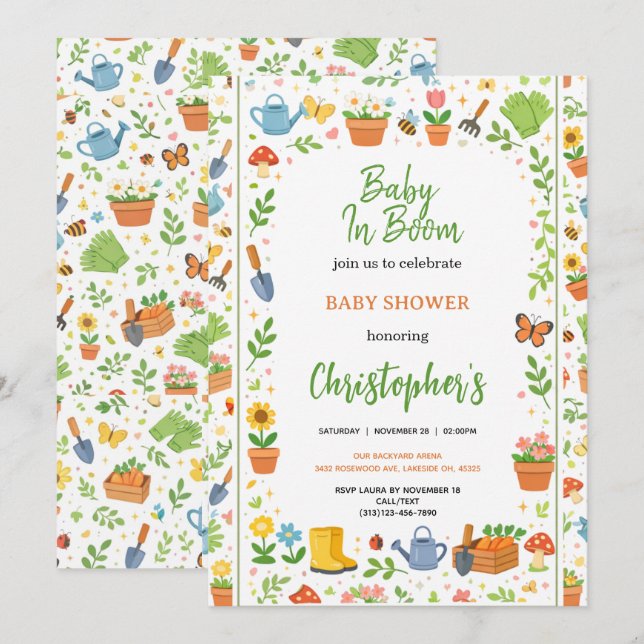 Baby in Bloom Garden Baby Shower | Cute Floral  Invitation (Front/Back)