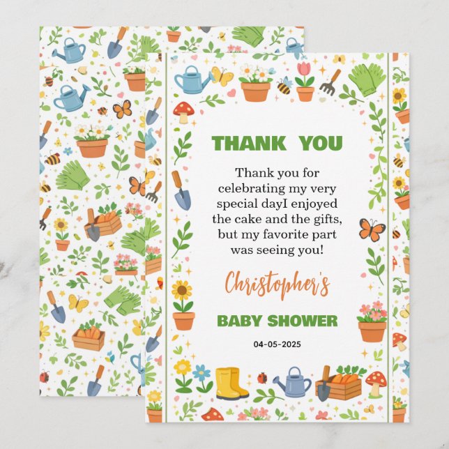 Baby in Bloom Garden Baby Shower | Cute Floral Thank You Card (Front/Back)