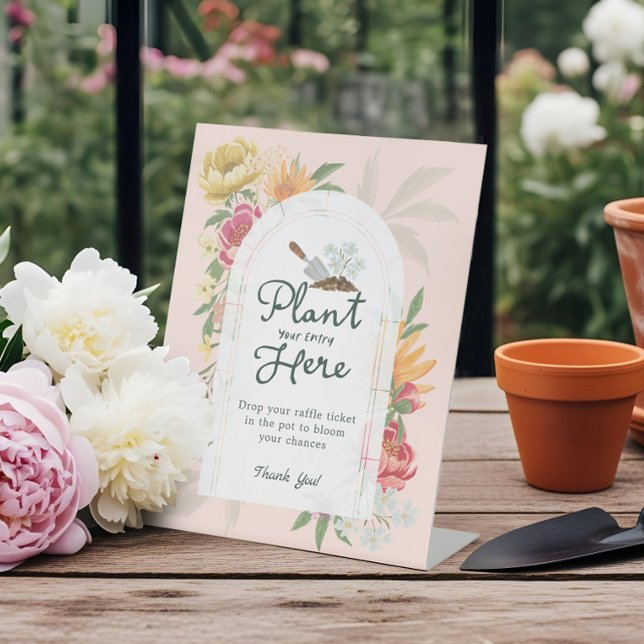 Baby in Bloom Garden Baby Shower Diaper Raffle Pedestal Sign (Baby in Bloom Garden Baby Shower Diaper Raffle Pedestal Sign)