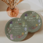 Baby in Bloom Garden Baby Shower  Paper Plate<br><div class="desc">Garden elements baby shower paper plates. Customisable!</div>