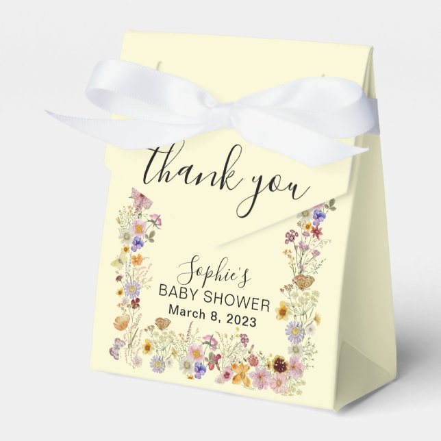 Baby In Bloom Garden Butterflies Baby Shower Favour Box (Front Side)