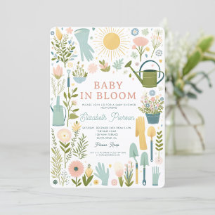 Baby in Bloom Garden Flowers Colourful Baby Shower Invitation