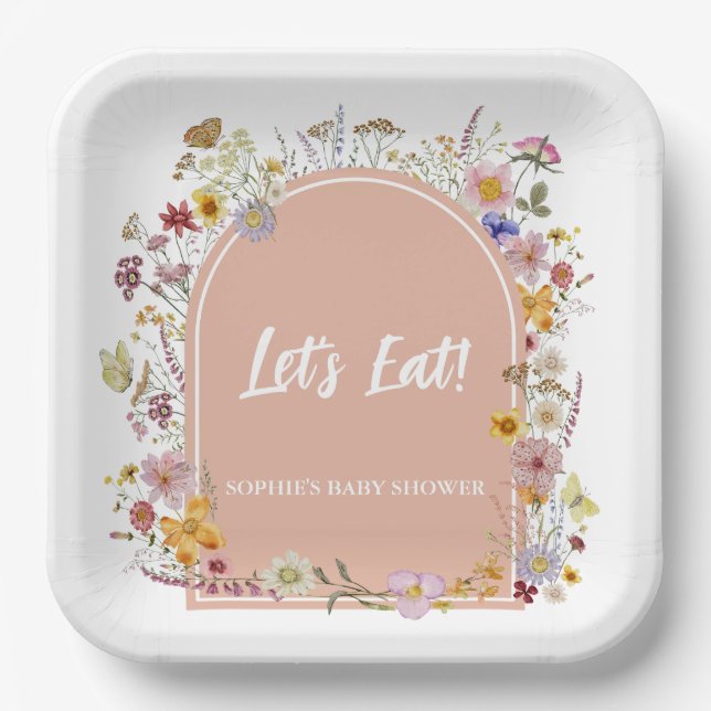 Baby In bloom Garden Theme Wildflower  Paper Plate (Front)