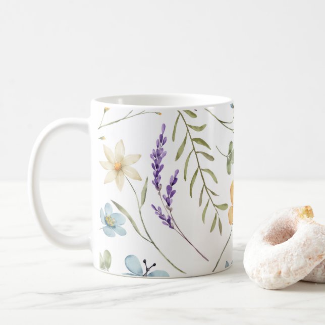 Baby in Bloom Garden Wildflower  Coffee Mug (With Donut)