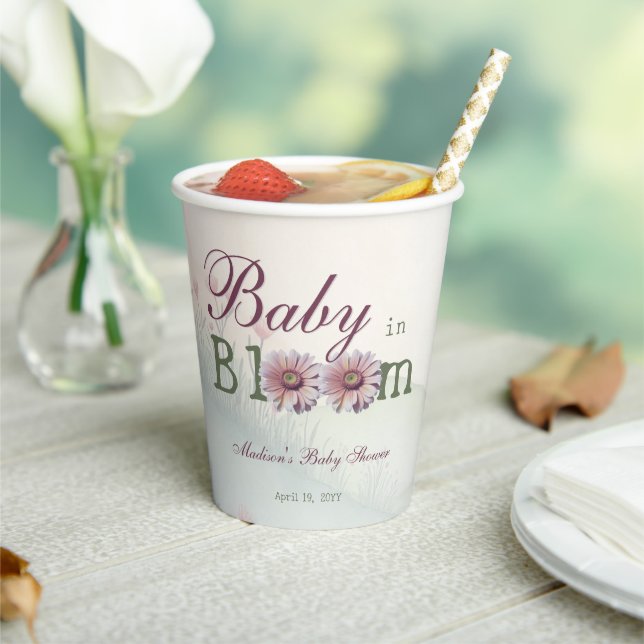 Baby in Bloom Gerber Daisies Baby Shower Paper Cups (Insitu)