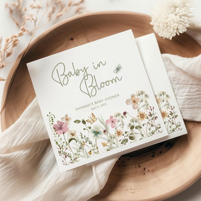 Baby in Bloom Girl Baby Shower Napkin (Creator Uploaded)