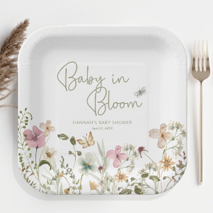 Baby in Bloom Girl Baby Shower Paper Plate
