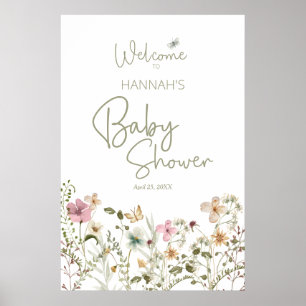 Baby in Bloom Girl Baby Shower Welcome Poster