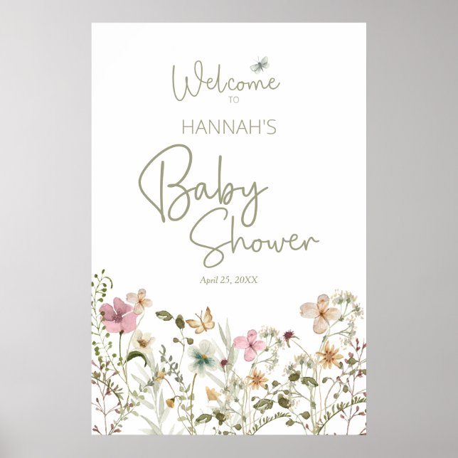 Baby in Bloom Girl Baby Shower Welcome Poster (Front)