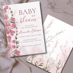 Baby in Bloom Girl Pink Floral Shower  Invitation