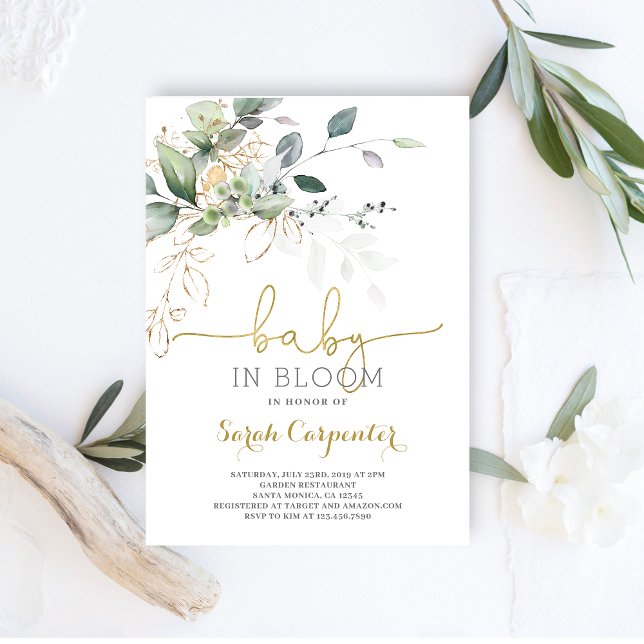 Baby in Bloom greenery invitation (Creator Uploaded)