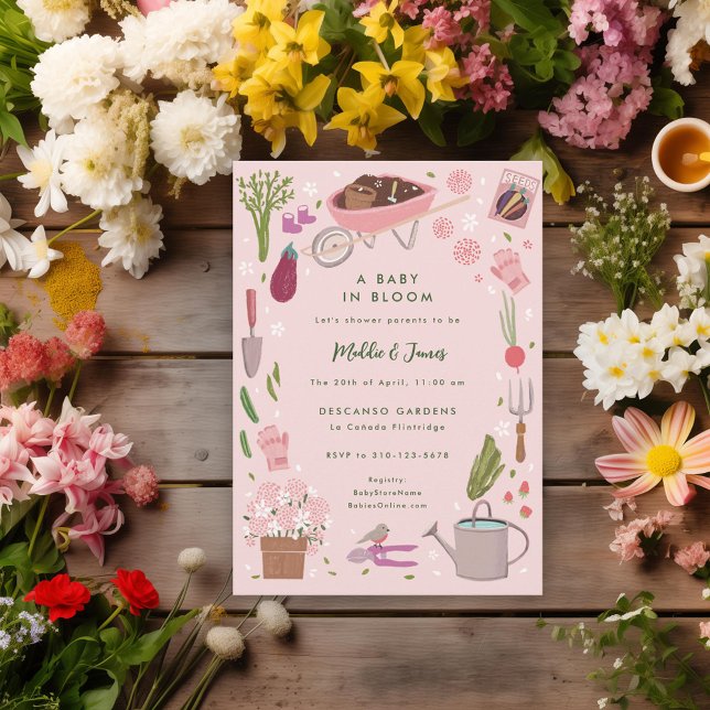 Baby In Bloom Growing Garden Family Baby Shower Invitation (Creator Uploaded)