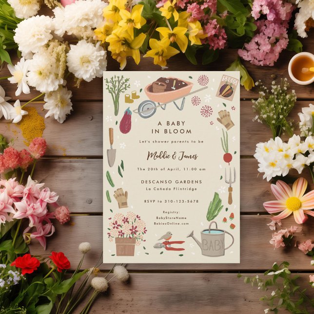 Baby In Bloom Growing Garden Family Baby Shower Invitation (Creator Uploaded)