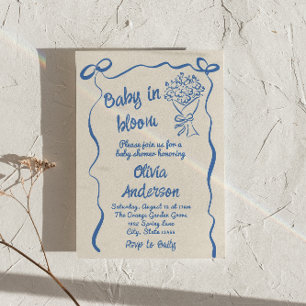 Baby in Bloom Hand Drawn Flower Bouquet Shower  Invitation
