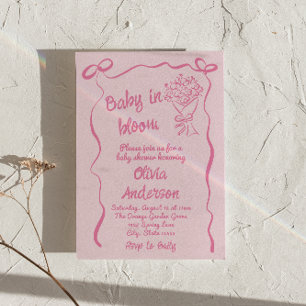 Baby in Bloom Hand Drawn Flower Bouquet Shower  Invitation