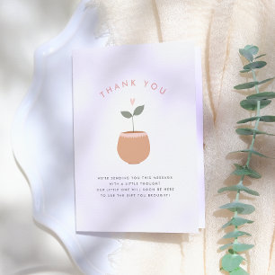 Baby In Bloom Heart Plant Baby Shower Thank You Card