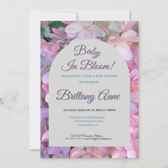 Baby in Bloom Hydrangea Baby Shower Invitation (Front)