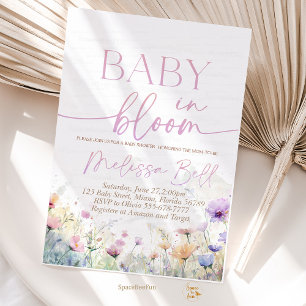 Baby in Bloom Invitation, Wildflowers Baby Shower  Invitation