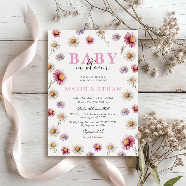 Baby in Bloom Invitation, Wildflowers Baby Shower Invitation (Creator Uploaded)