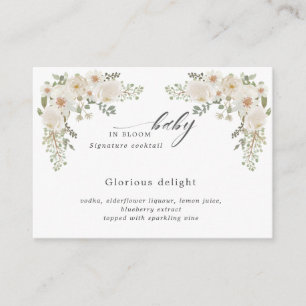 baby in bloom ivory floral baby shower cocktail  enclosure card