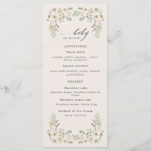 baby in bloom ivory floral baby shower menu
