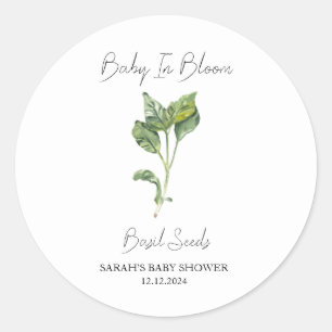 Baby In Bloom l Basil Seeds Baby Shower Classic Round Sticker