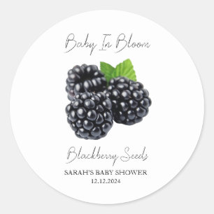 Baby In Bloom l Blackberry Seeds Baby Shower Classic Round Sticker