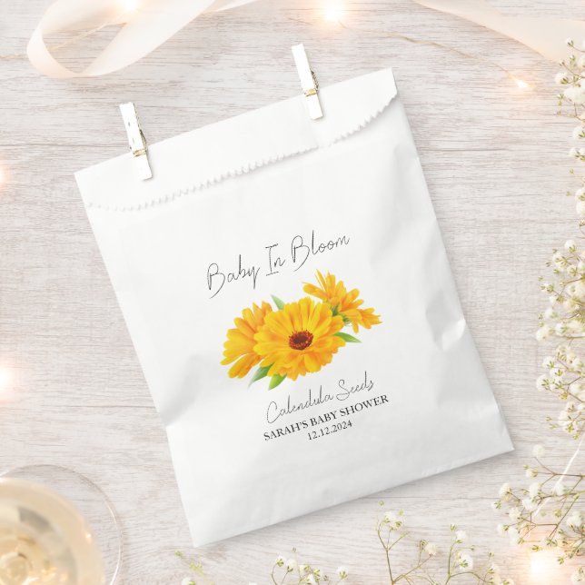 Baby In Bloom l Calendula Seeds Baby Shower Favour Bags (Clipped)