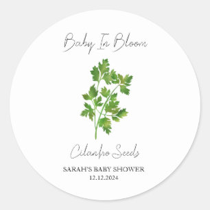 Baby In Bloom l Cilantro Seeds Baby Shower Classic Round Sticker