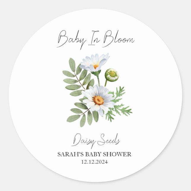 Baby In Bloom l Daisy Seeds Baby Shower Classic Round Sticker (Front)