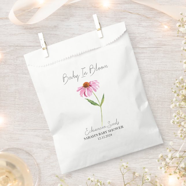 Baby In Bloom l Echinacea Seeds Baby Shower Favour Bags (Clipped)