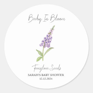 Baby In Bloom l Foxglove Seeds Baby Shower Classic Round Sticker