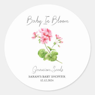 Baby In Bloom l Geranium Seeds Baby Shower Classic Round Sticker