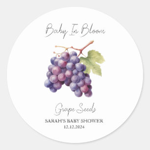 Baby In Bloom l Grape Seeds Baby Shower Classic Round Sticker