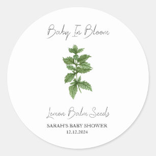 Baby In Bloom l Lemon Balm Seeds Baby Shower Classic Round Sticker